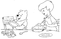 A coloring page of winnie the pooh - group